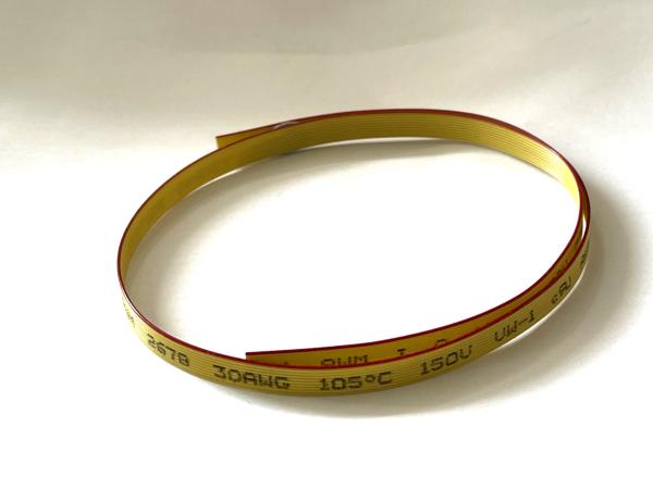 Flachbandkabel 10pol. 0,635 mm pitch AWG30  Gelb mit roter Markierung UL2678